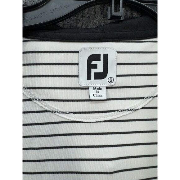 Footjoy Full Zip Hoodie Jacket Women’s Small Black White Stripe Thumbholes EUC - Picture 5 of 11